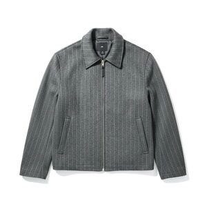H&M Grey Pinstripe Zip-Up Harrington Jacket Wool Blend Size M